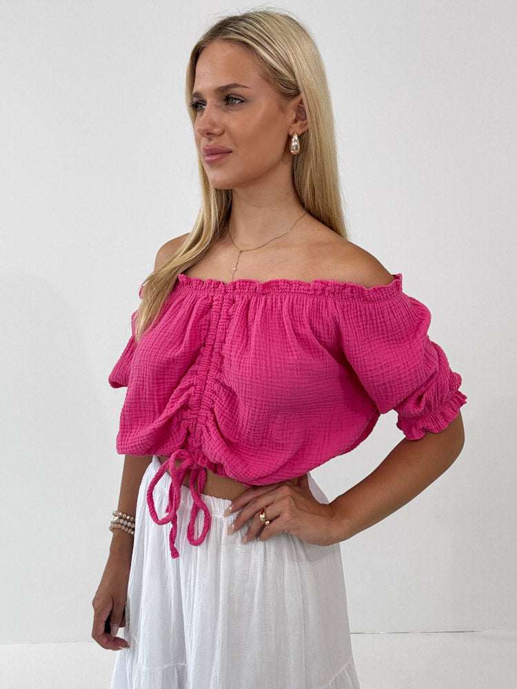 "Ibiza" stylisches Top aus Musselin - pink