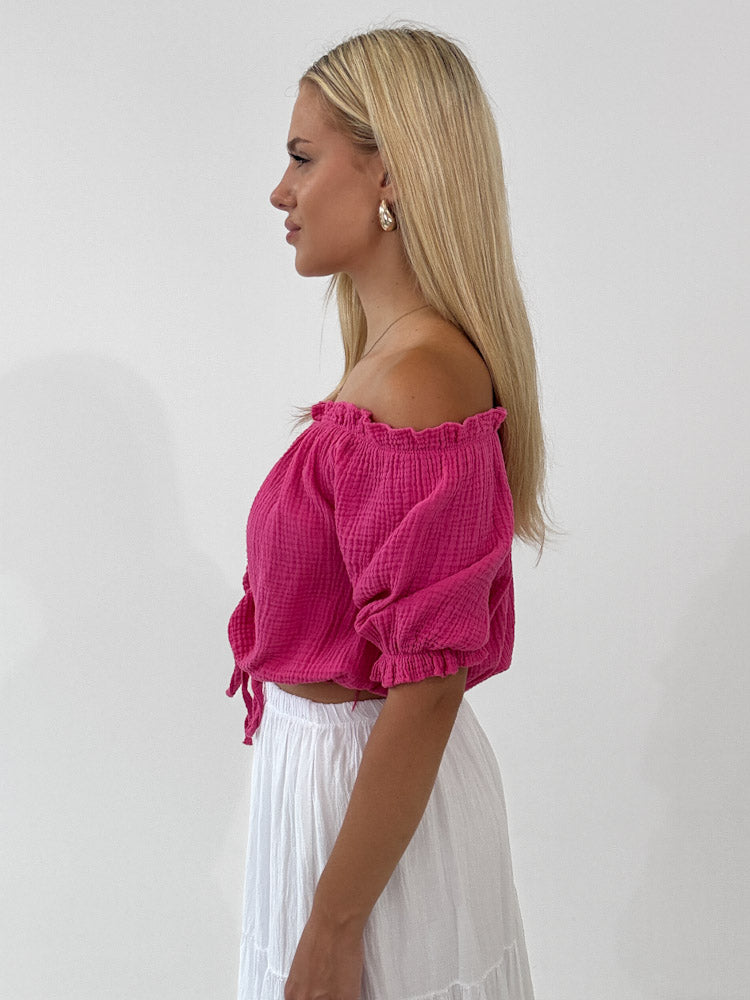 "Ibiza" stylisches Top aus Musselin - pink