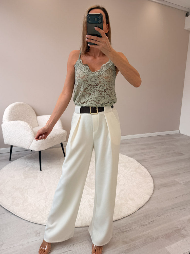 "New Lace" zartes Top aus Spitze - salbei