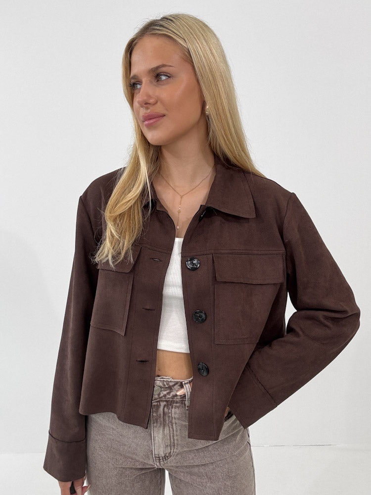 "Nelli 2.0" Jacke in Velourleder Optik  - braun