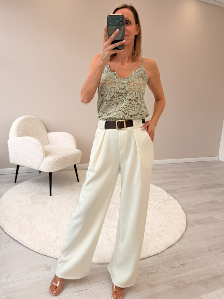 "New Lace" zartes Top aus Spitze - salbei