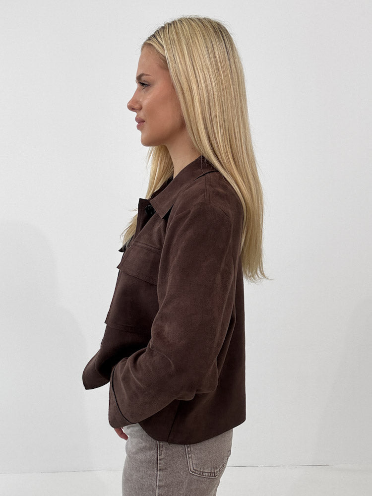 "Nelli 2.0" Jacke in Velourleder Optik  - braun