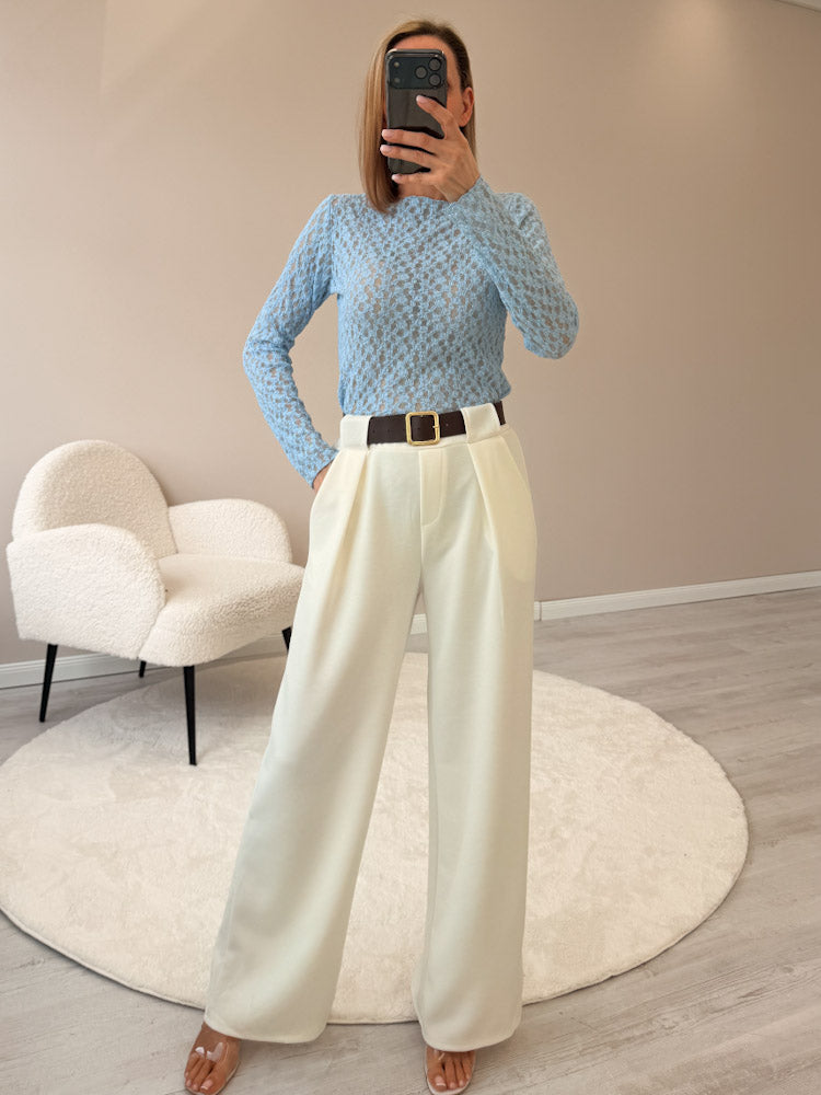 "Feral Lace 2.0" Shirt aus weicher Spitze - Sky Blue