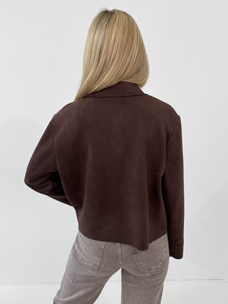 "Nelli 2.0" Jacke in Velourleder Optik  - braun