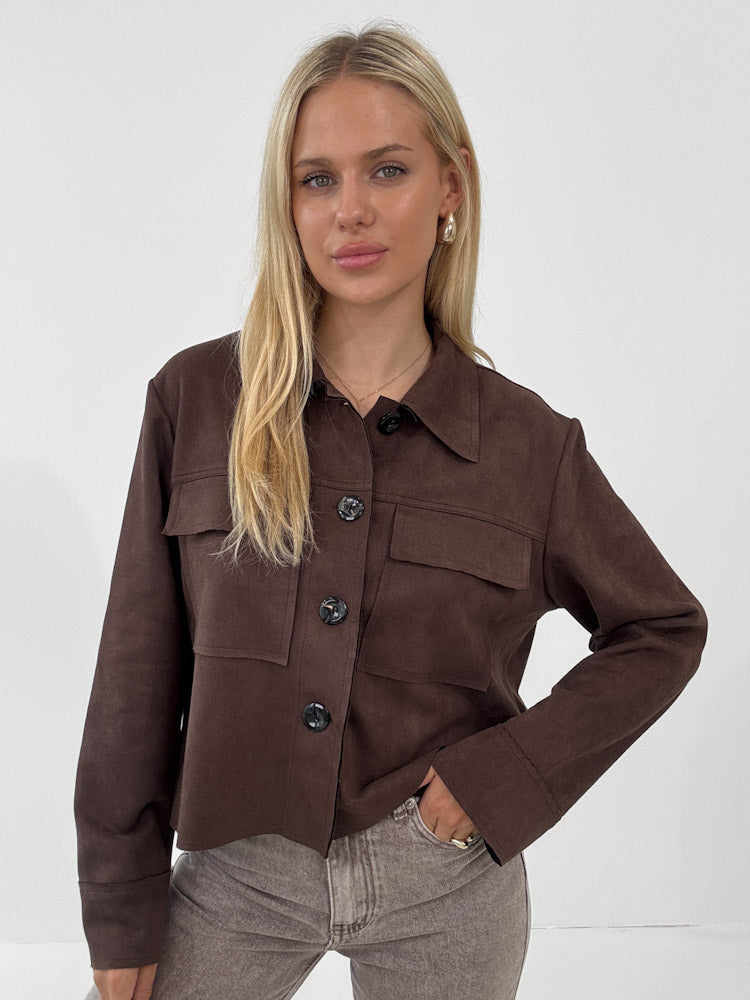 "Nelli 2.0" Jacke in Velourleder Optik  - braun