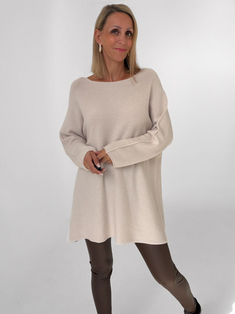 "Vicenza Long" weicher Pullover mit Viscose - beige