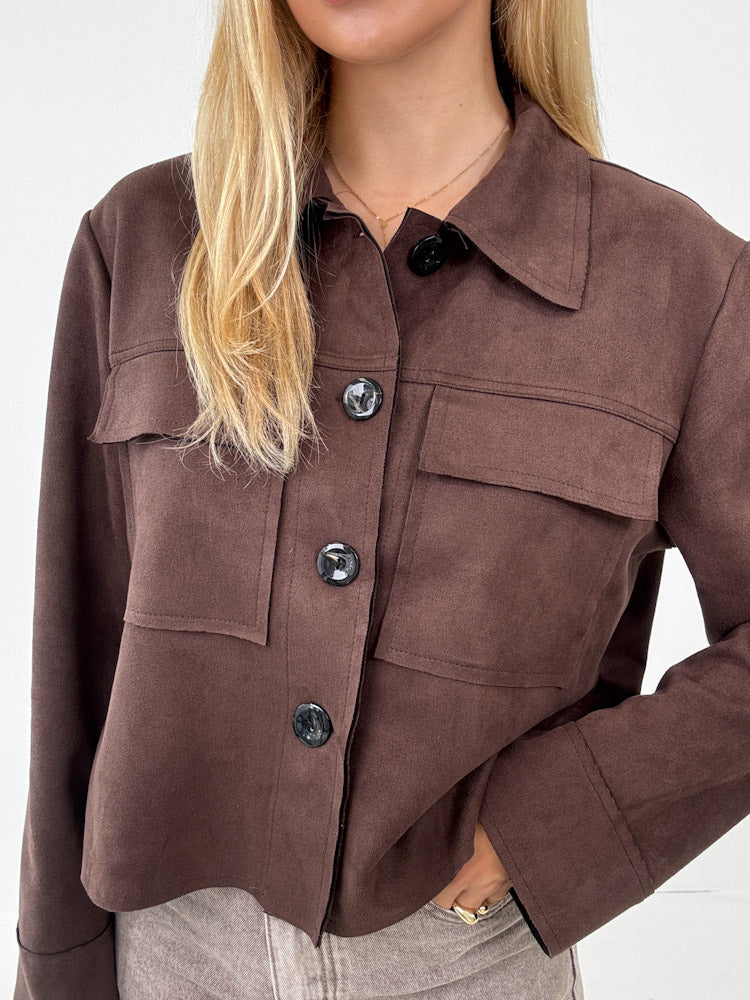 "Nelli 2.0" Jacke in Velourleder Optik  - braun