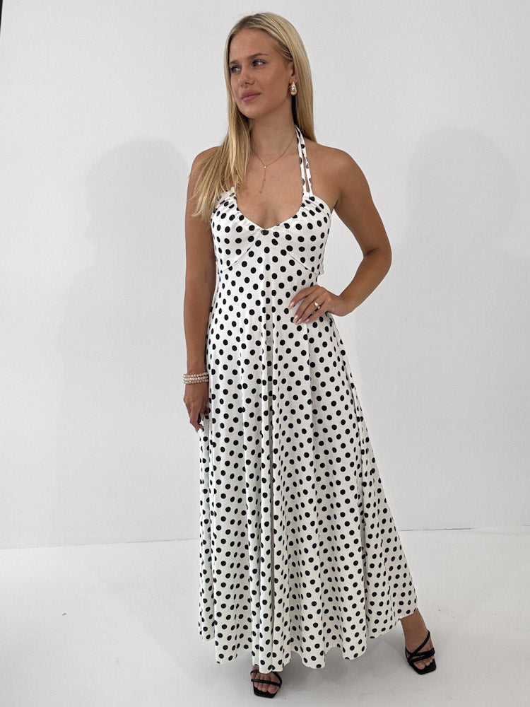 "Luciana Dots" schickes Kleid aus Viscose - weiß/schwarz