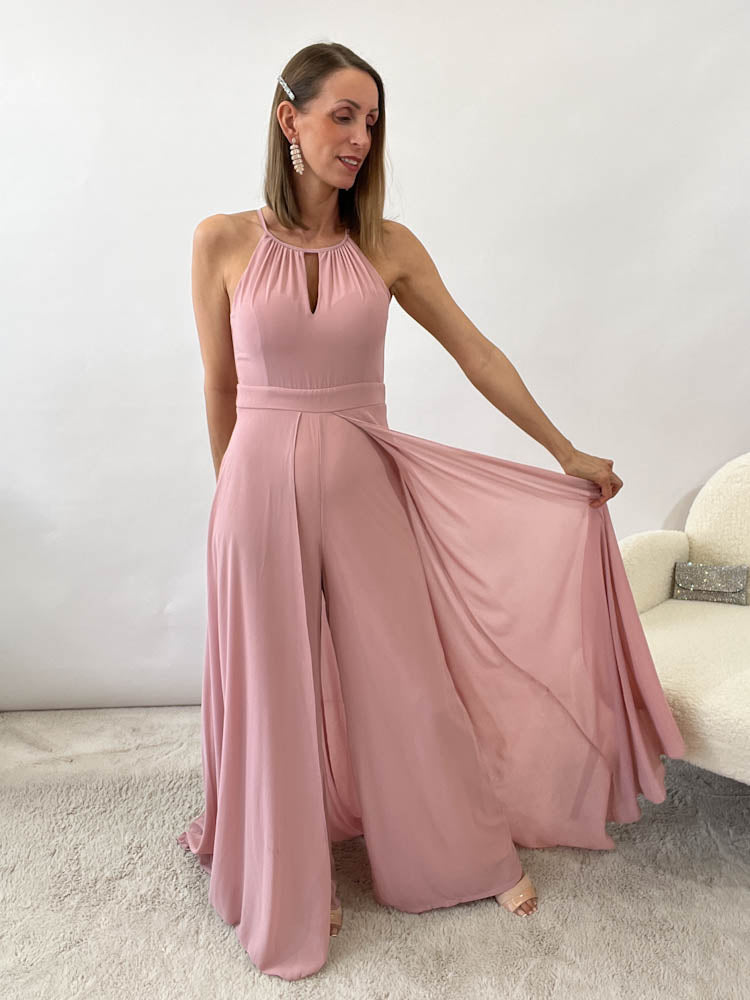 Langes elegantes Hosenkleid - rosa