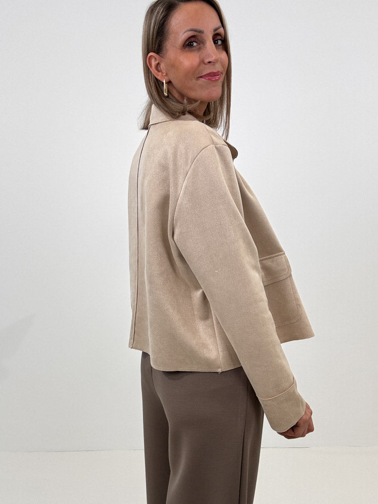 „Nelli“ Jacke in Velourleder Optik  - beige