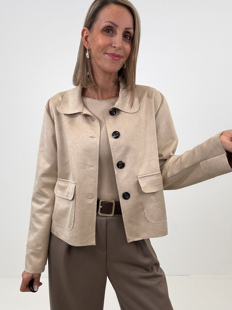 „Nelli“ Jacke in Velourleder Optik  - beige