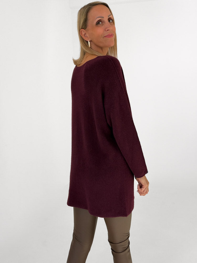 "Vicenza Long" weicher Pullover mit Viscose - plum