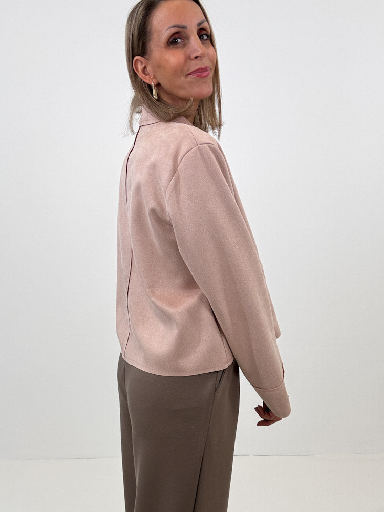 "Nelli" weiche Jacke in Velourleder Optik- puderrosa