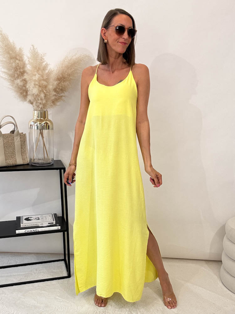 „Sunshine“ leichtes Spaghettiträger Kleid - gelb