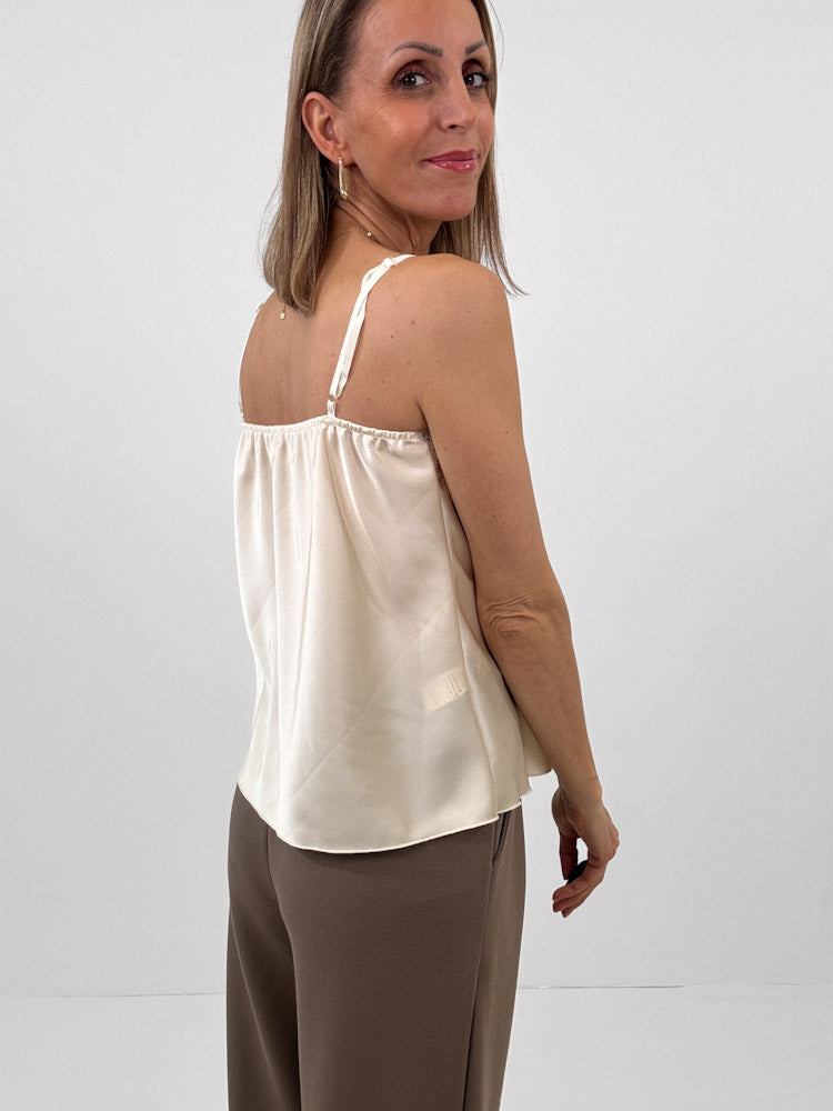 Lace Top mit weicher Spitze - beige