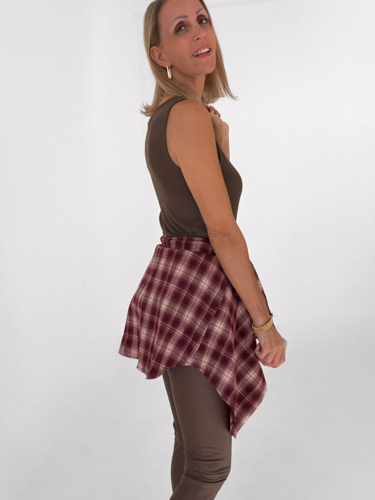"Atrani" stylisches Karohemd aus Viscose - bordeaux