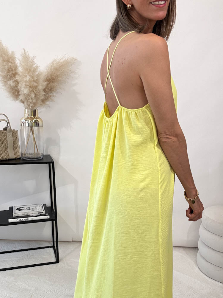 „Sunshine“ leichtes Spaghettiträger Kleid - gelb