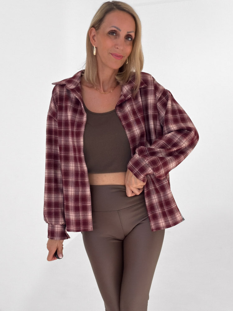"Atrani" stylisches Karohemd aus Viscose - bordeaux