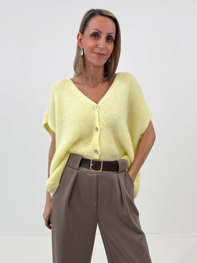 "Florida Vest" kuscheliger Cardigan mit Lana Wolle - gelb
