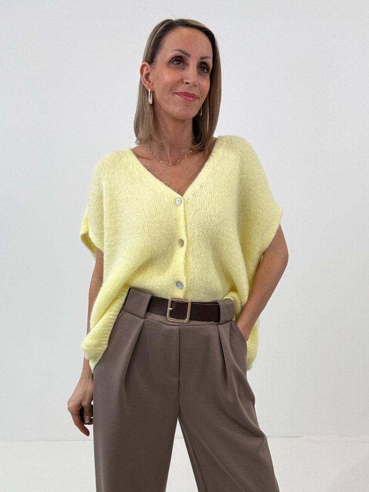 "Florida Vest" kuscheliger Cardigan mit Lana Wolle - gelb
