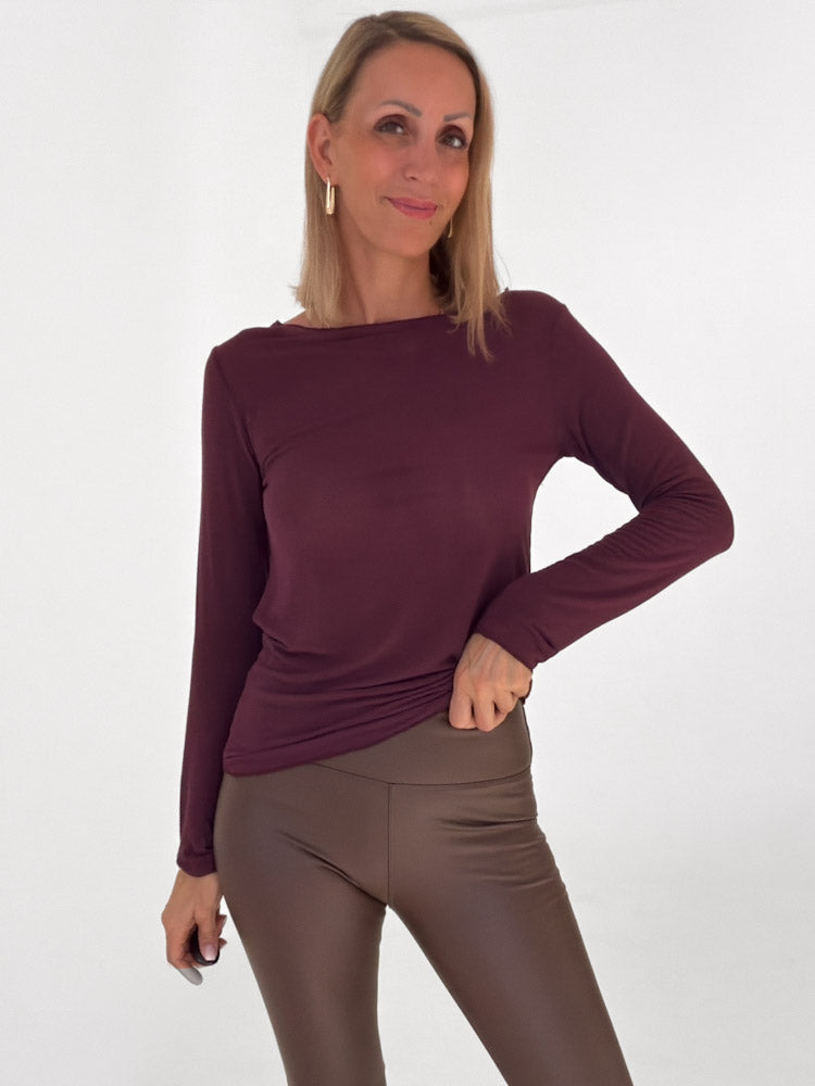 "Como" kuscheliges Cashmere Longshirt - bordeaux