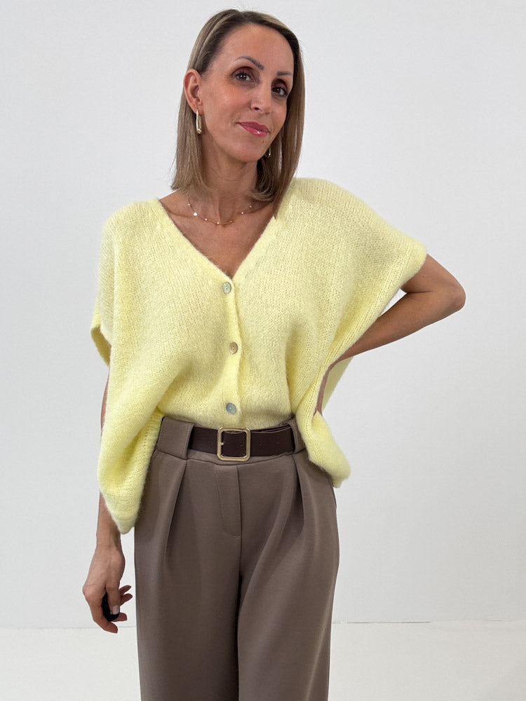 "Florida Vest" kuscheliger Cardigan mit Lana Wolle - gelb