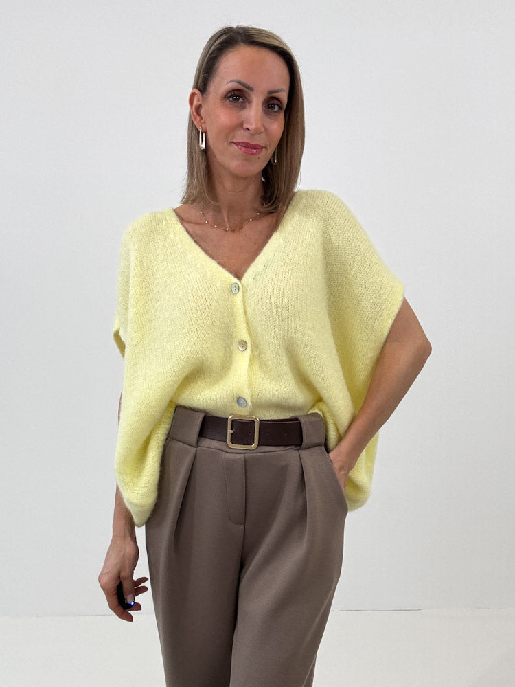 "Florida Vest" kuscheliger Cardigan mit Lana Wolle - gelb
