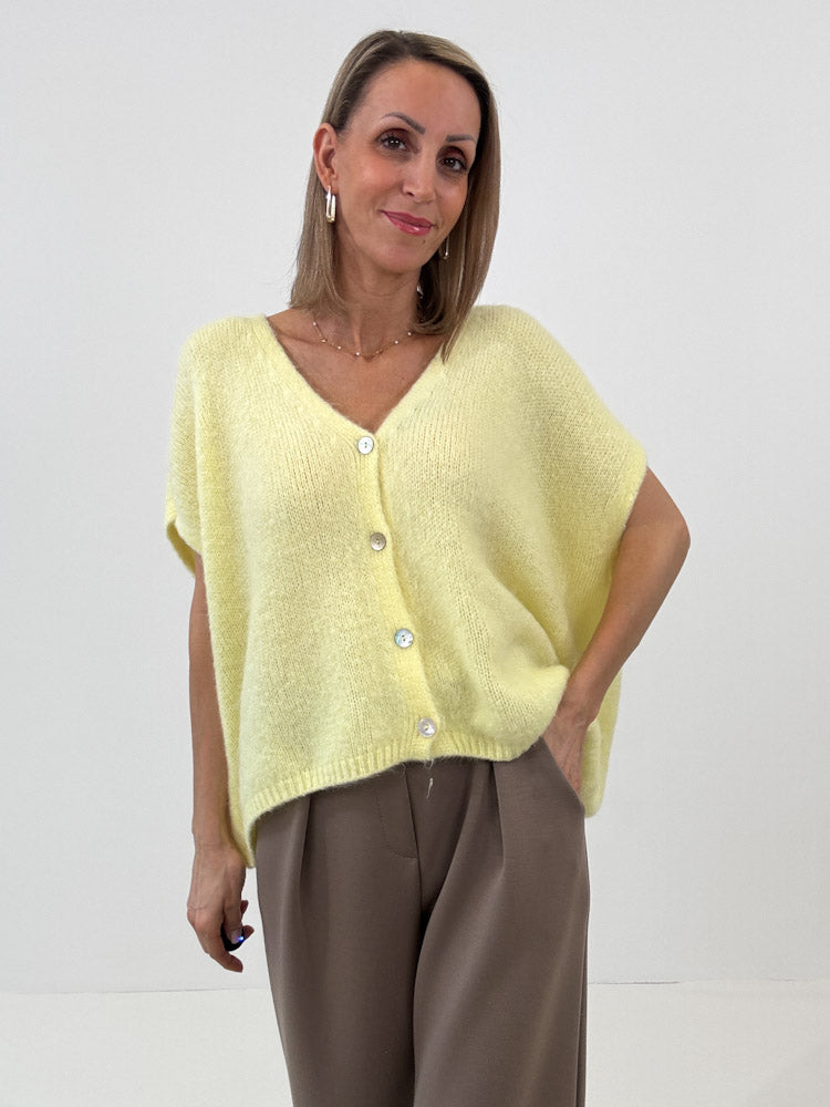 "Florida Vest" kuscheliger Cardigan mit Lana Wolle - gelb