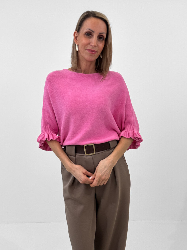 "Vicenza Volant" weicher Pullover mit Viscose - pink