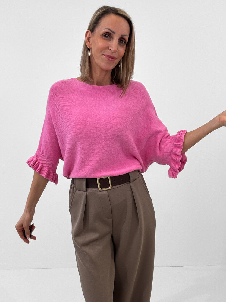 "Vicenza Volant" weicher Pullover mit Viscose - pink