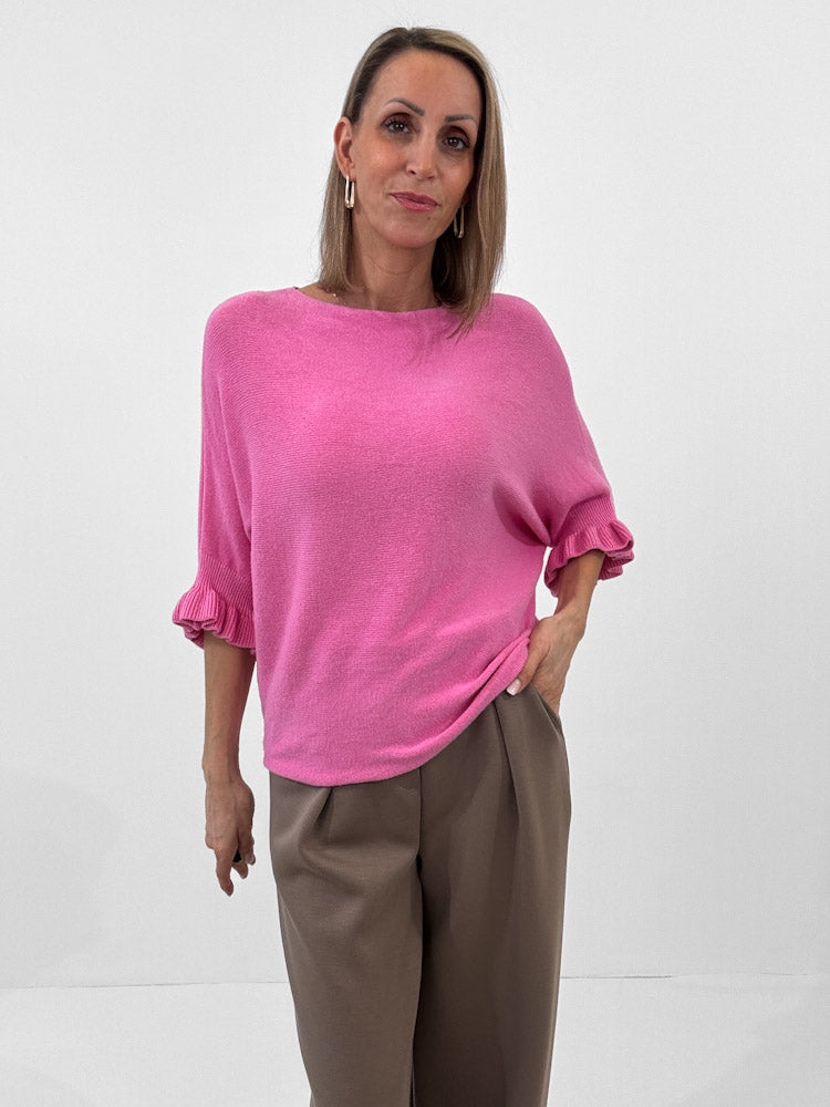 "Vicenza Volant" weicher Pullover mit Viscose - pink