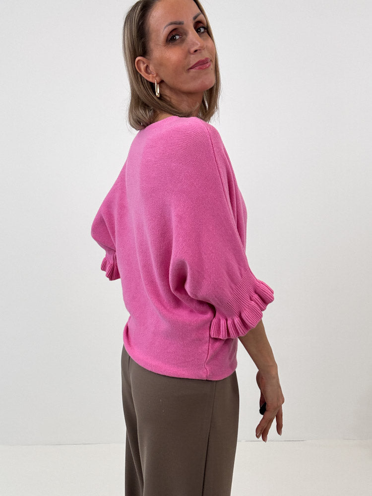 "Vicenza Volant" weicher Pullover mit Viscose - pink
