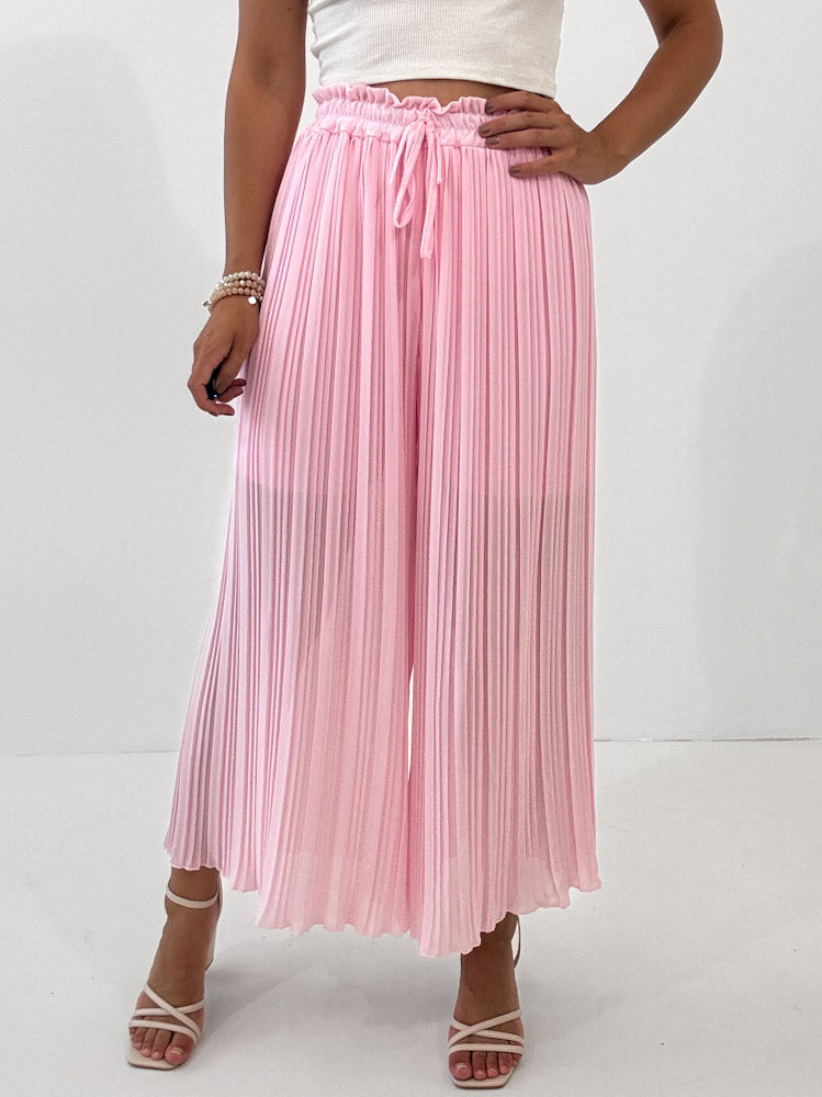 Plissee Culotte Hose - puderrosa