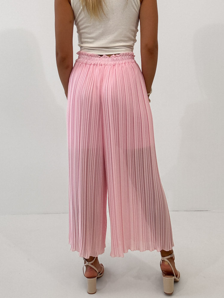 Plissee Culotte Hose - puderrosa