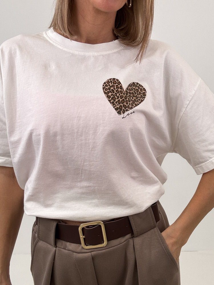 "Amour Leo" Shirt mit Statement - weiß