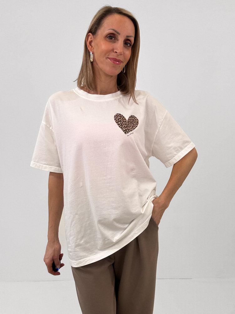 "Amour Leo" Shirt mit Statement - weiß