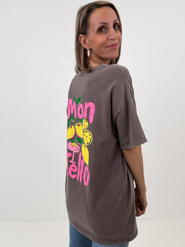 "Limon Cello" Shirt mit Statement - mocca