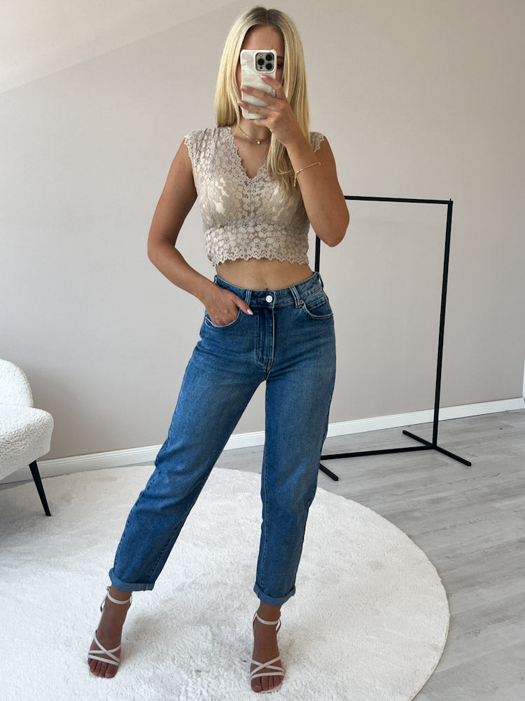 "Almera" Old Mom Fit Jeans - blau