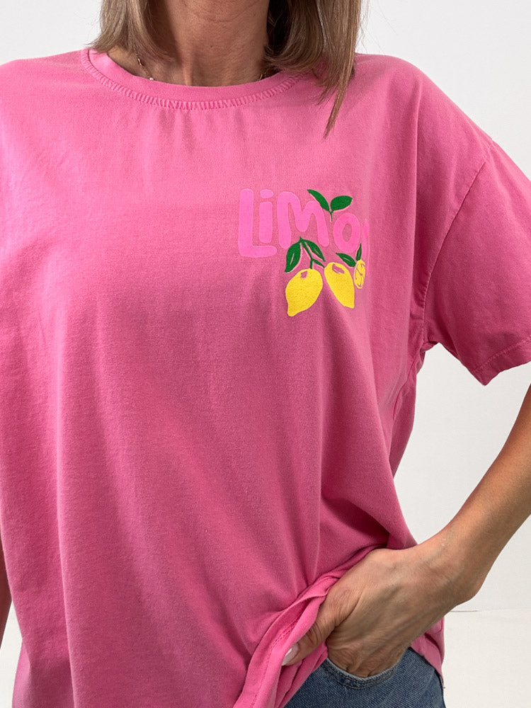 "Limon Cello" Shirt mit Statement - pink