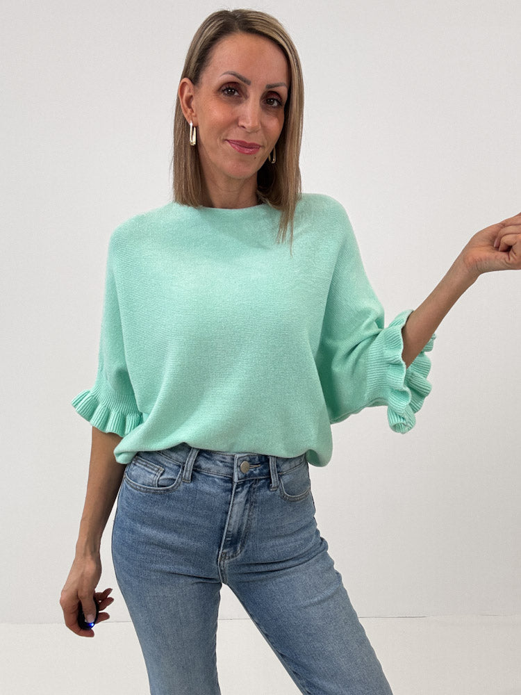 "Vicenza Volant" weicher Pullover mit Viscose - mint