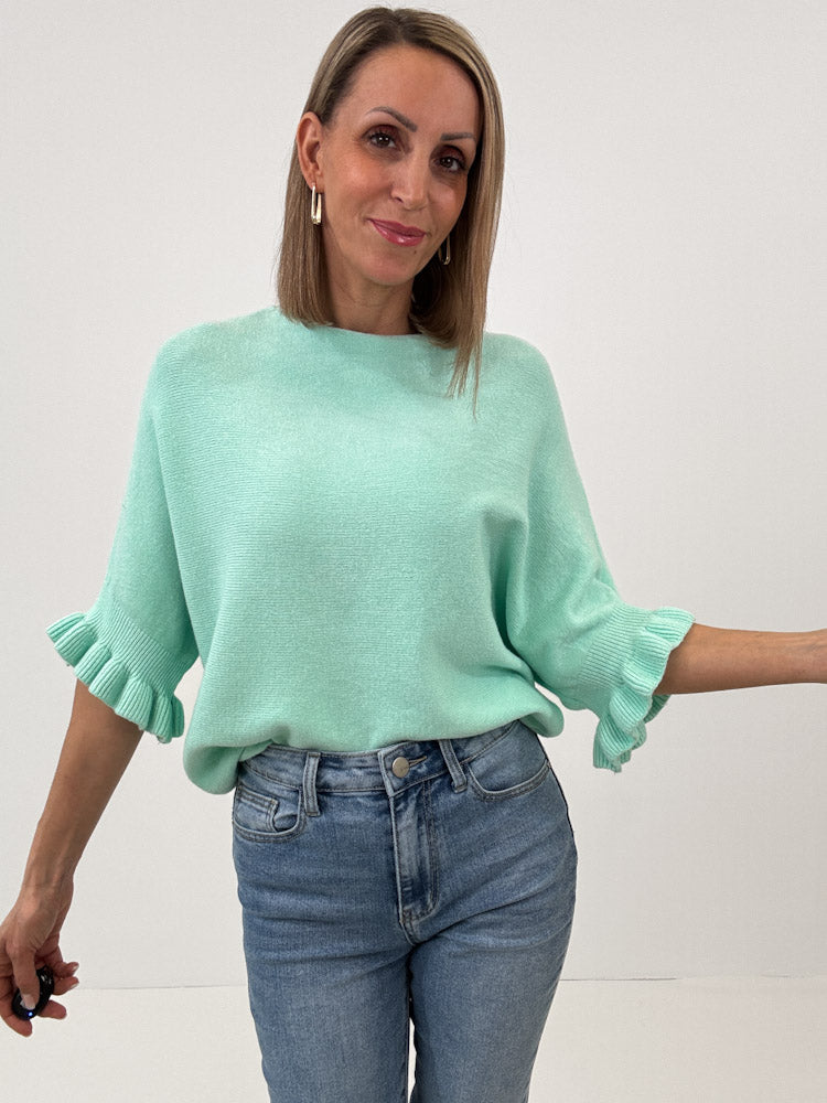 "Vicenza Volant" weicher Pullover mit Viscose - mint