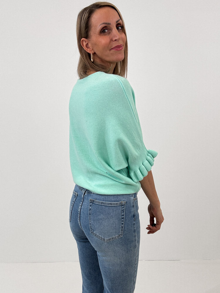 "Vicenza Volant" weicher Pullover mit Viscose - mint