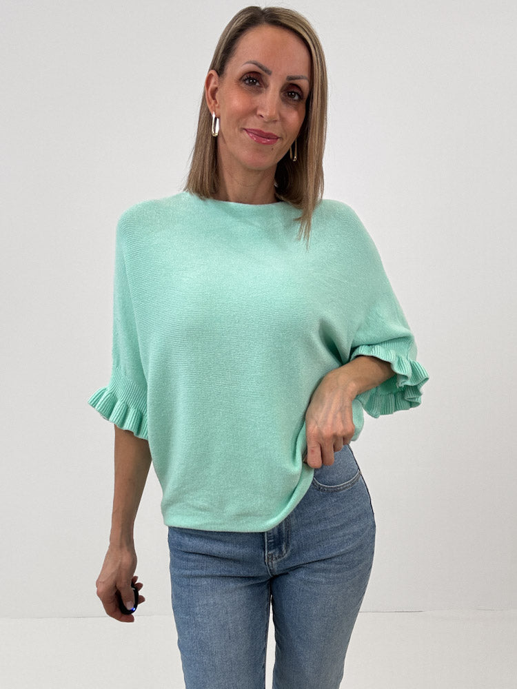 "Vicenza Volant" weicher Pullover mit Viscose - mint