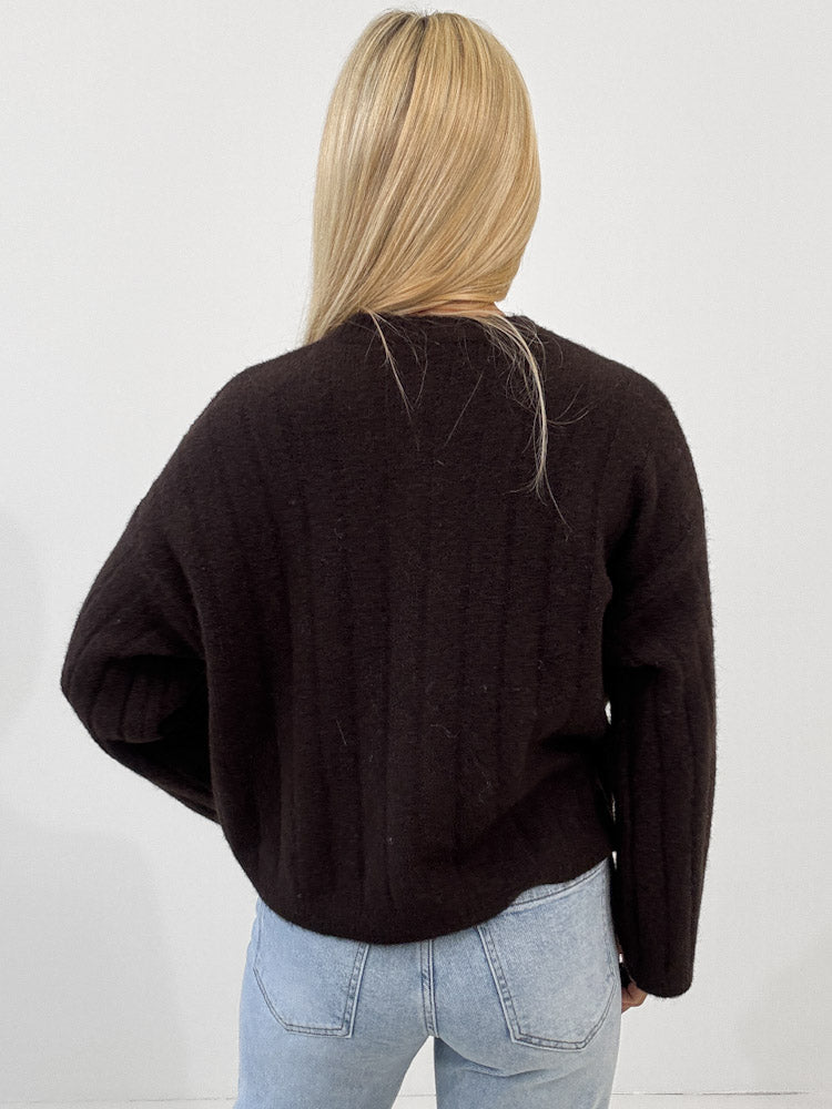 "Marbella" weicher Cardigan aus Lana Wolle - chocobraun