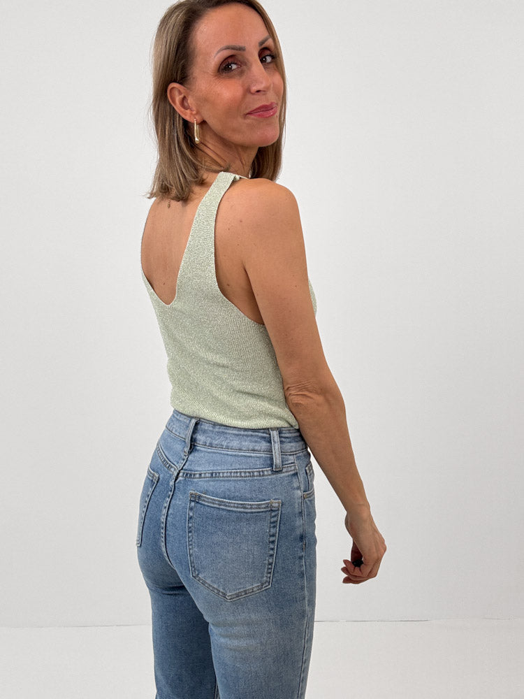 "Amy" weiches Glitzertop aus Viscose - mint