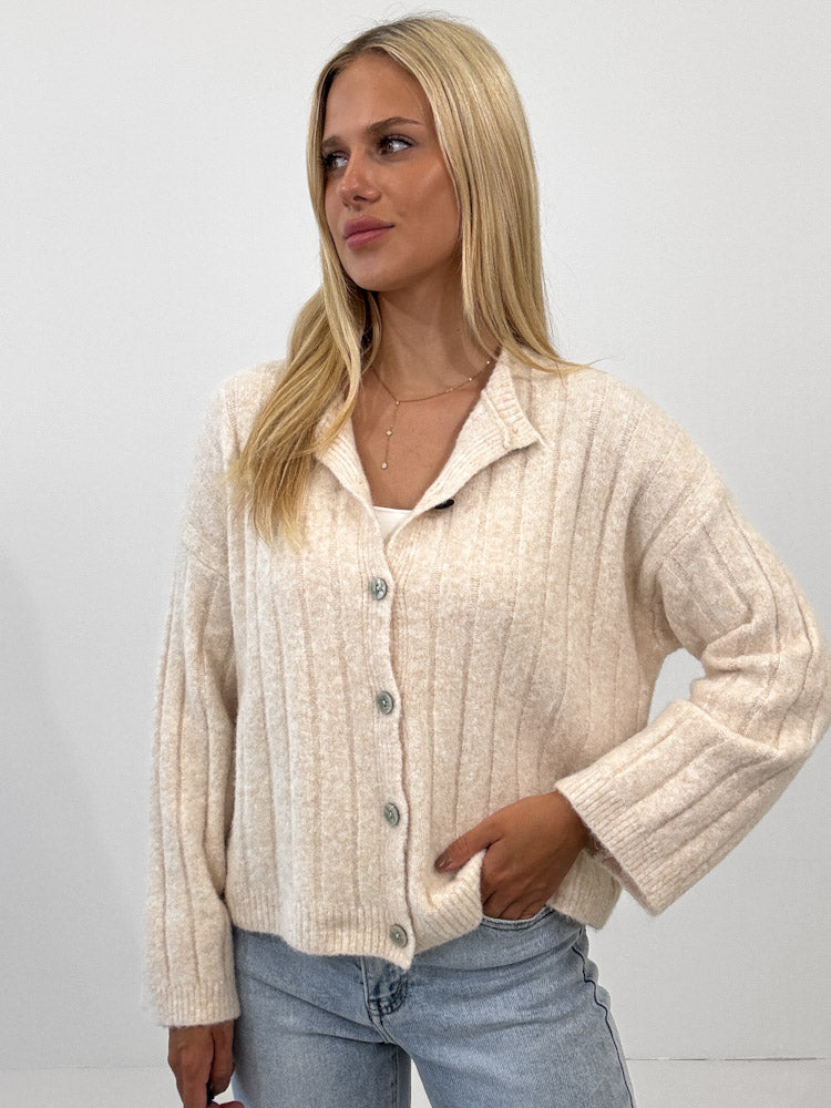 "Marbella" weicher Cardigan aus Lana Wolle - creme