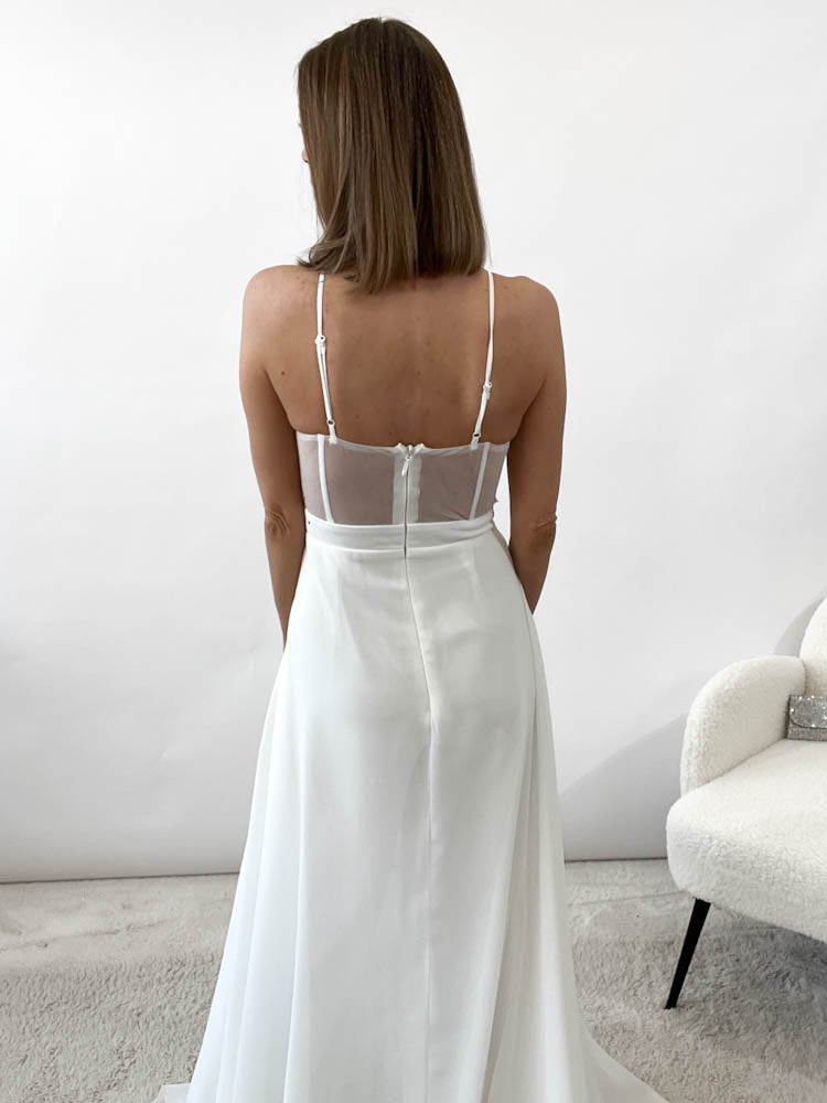 Langes elegantes Hosenkleid - weiß