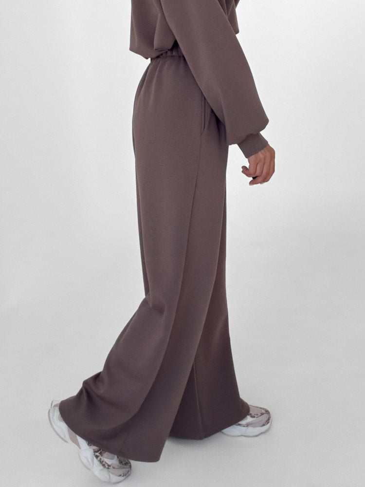 "Pari 2.0" elastische Hose aus Viskose  - mocca
