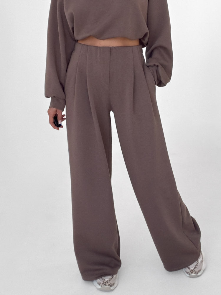 "Pari 2.0" elastische Hose aus Viskose  - mocca