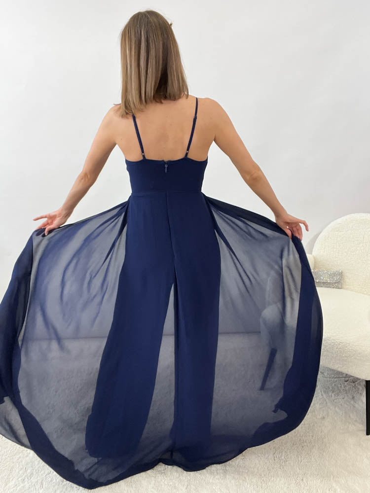 Langes elegantes Hosenkleid - marineblau